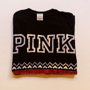 VS PINK long sleeve holiday tee
